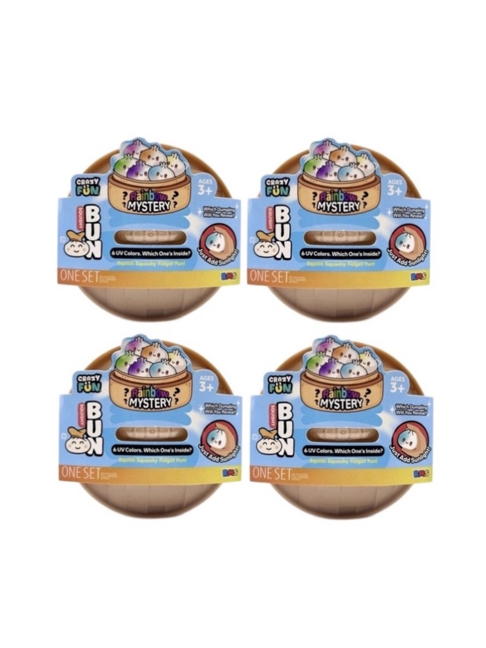 Crazy Fun® Rainbow UV Colors Mystery Squishy Bun Mystery Dumpling Set